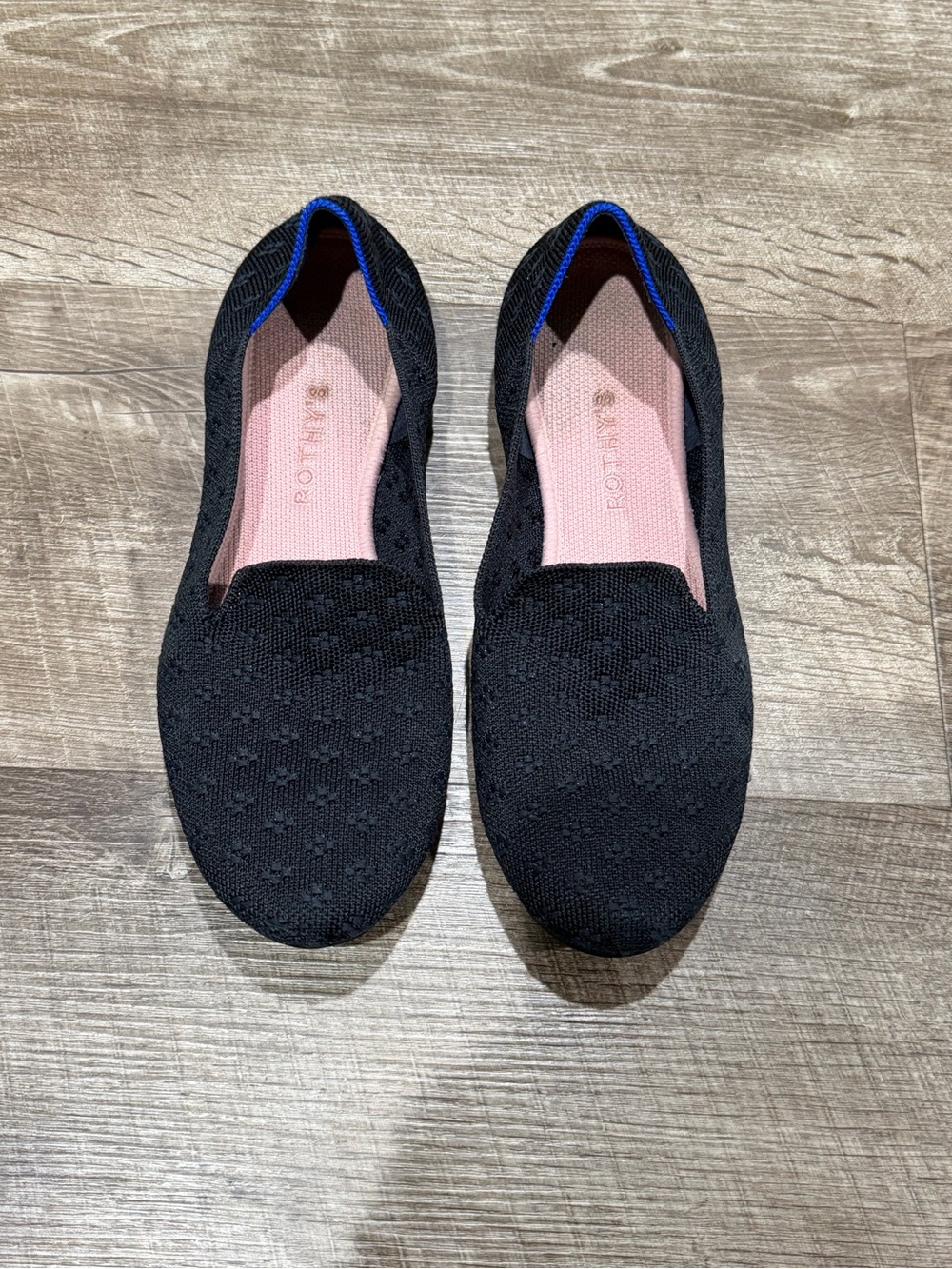Rothy's  Shimmer Round Toe Flats Black  Slip On Sz 9.5